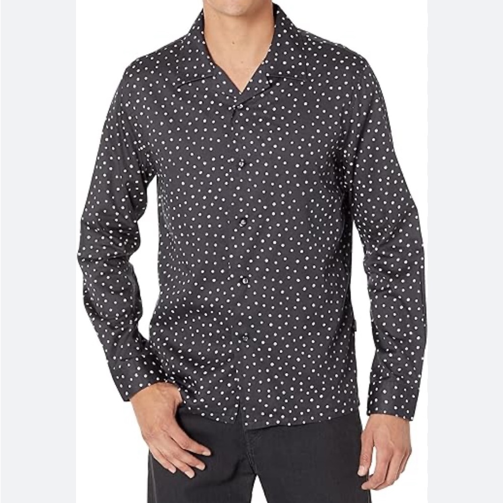Armani Exchange Men's Sz XL Slim Logo Woven Shirt Black
